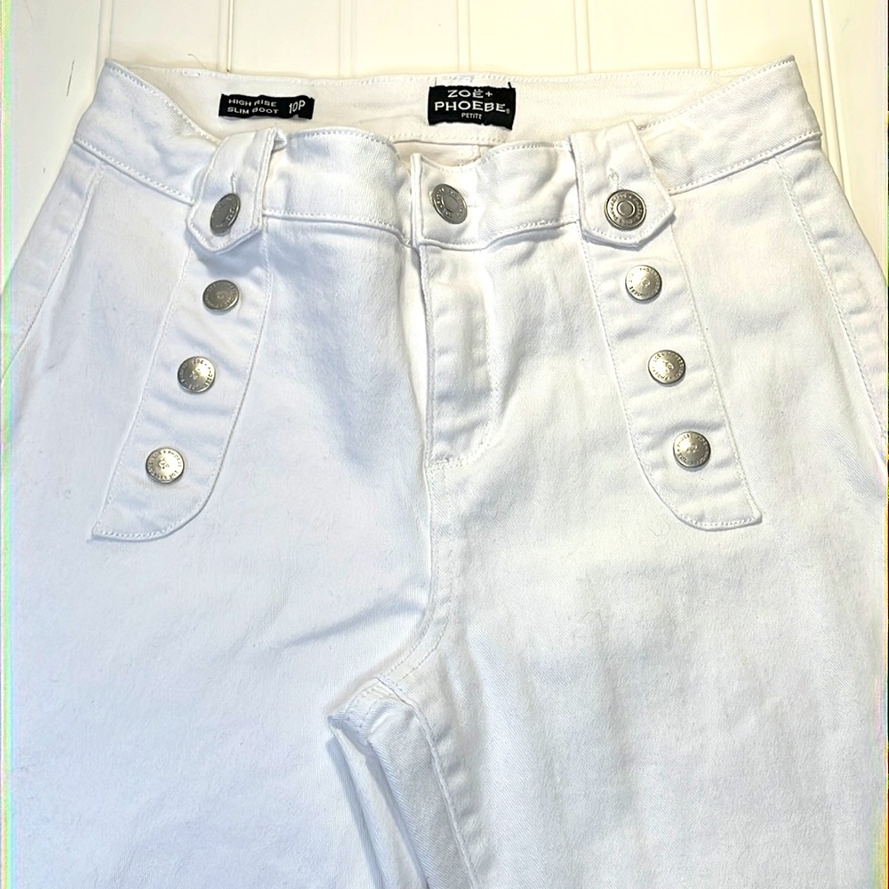 Zoe + Phoebe White Sailor Jeans 10P